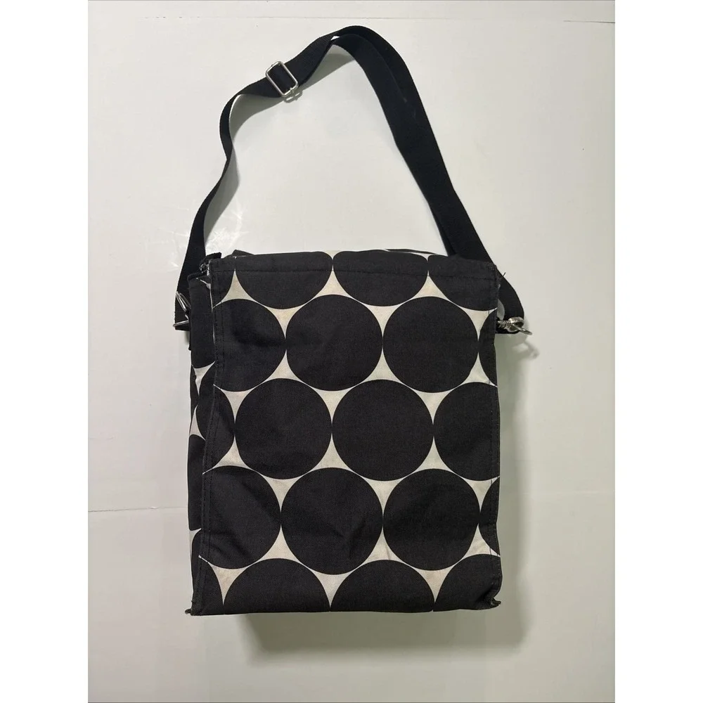 Thirty-One Picnic Thermal Insulated Cooler Bag Tote /w Strap Black Polka Dot EUC